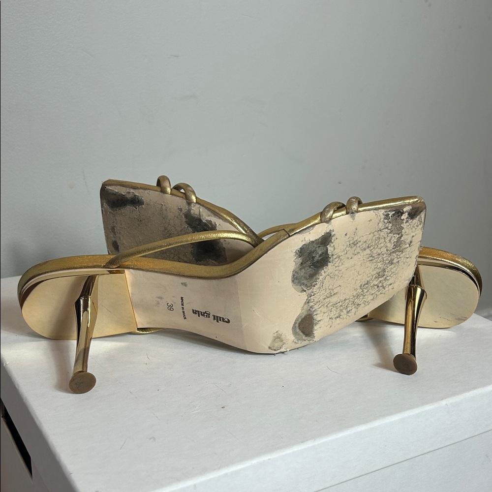 Cult Gaia Lydia Sandals Gold Strappy Heels - Picture 7 of 8
